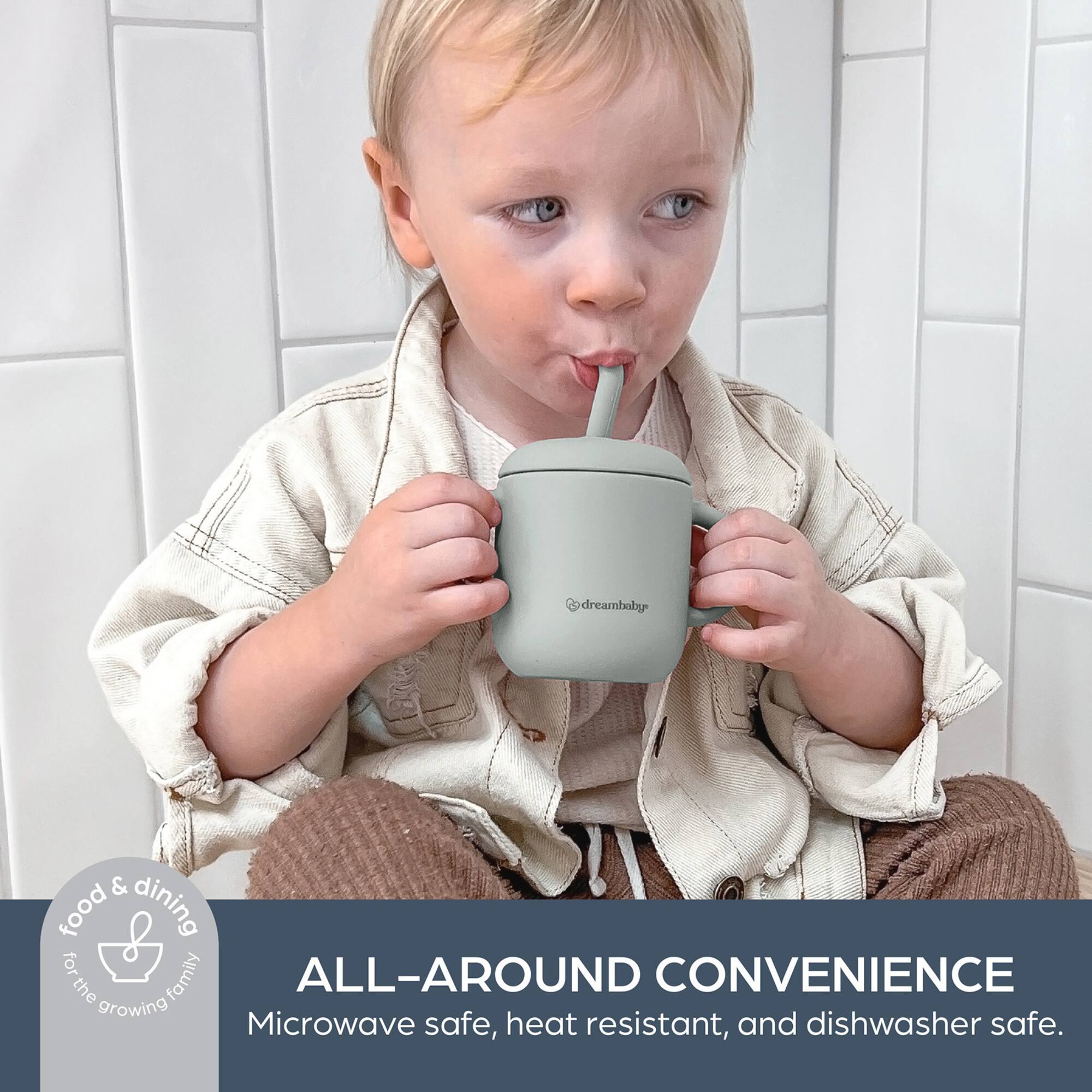 Dreambaby® Silicone No-Spill Drink and Snack Cup, Seafoam Green